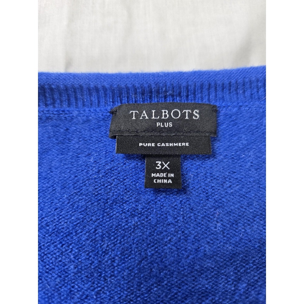 Talbots Sweater Womens Plus 3X Blue 100% Cashmere Crewneck Pullover Knit - Picture 2 of 11